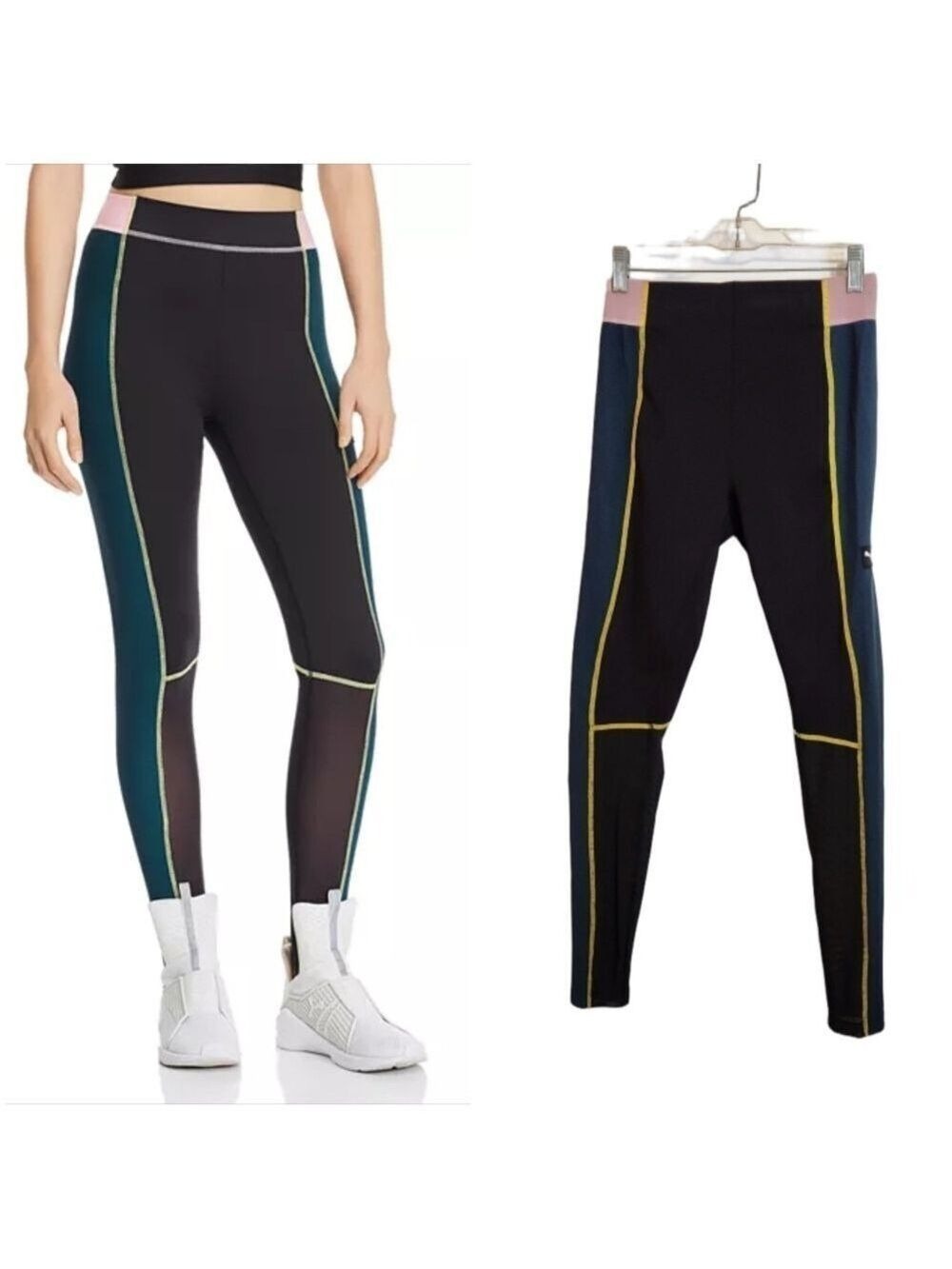 Puma Black Pink Mesh Athletic Leggings X-Small
